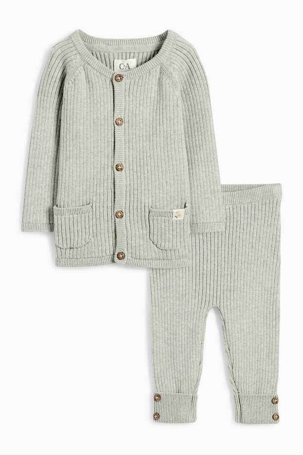 Unisex - Baby-Outfit - gerippt - 2 teilig - mintgrün