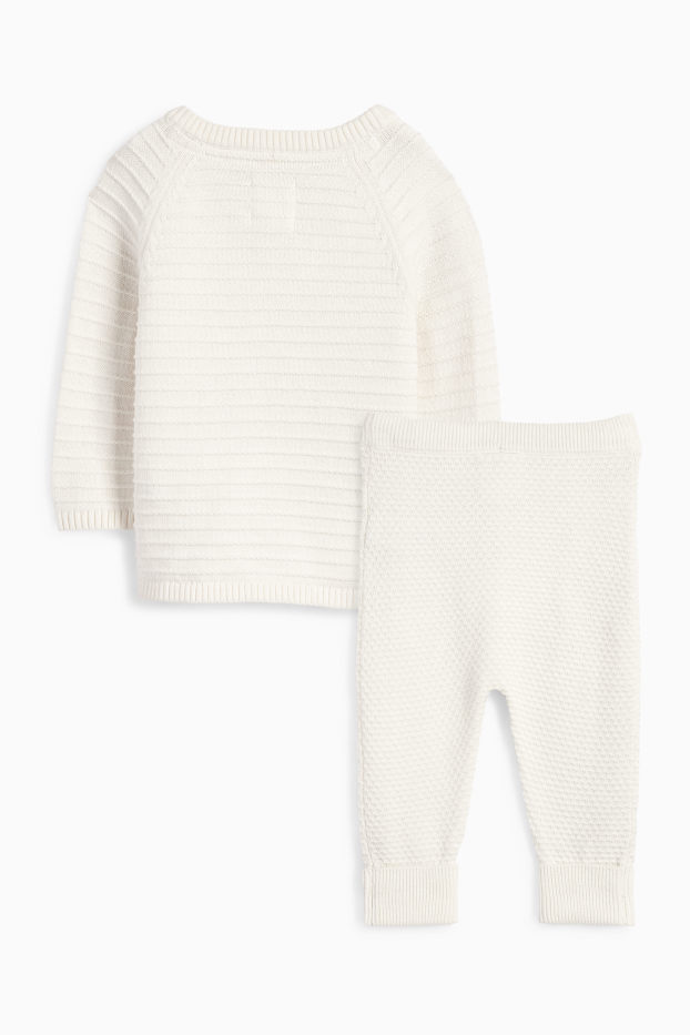 Unisex - Baby-Outfit - 2 teilig - strukturiert - cremeweiss