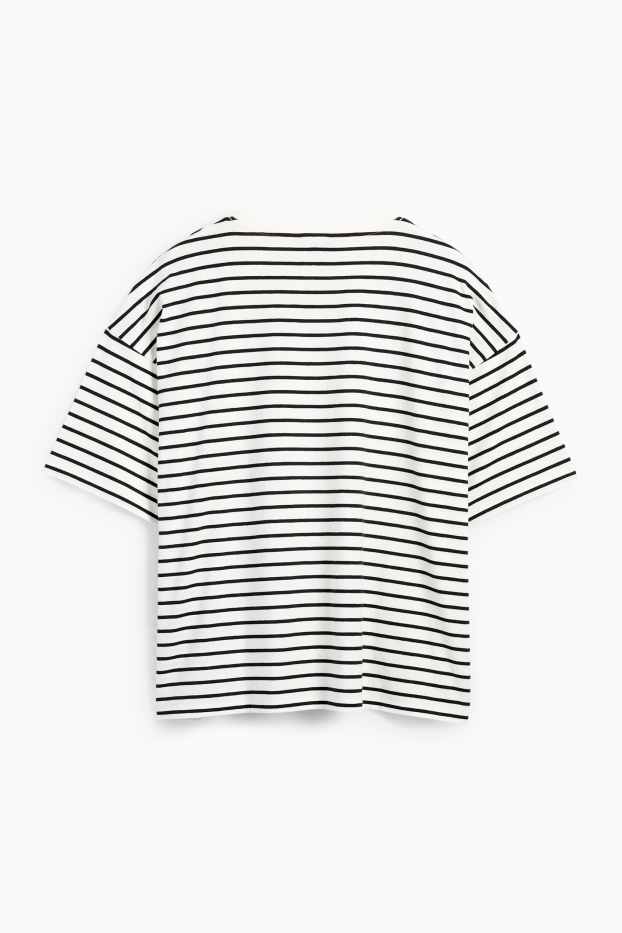 Femei - Tricou - regular fit - cu dungi - alb / negru