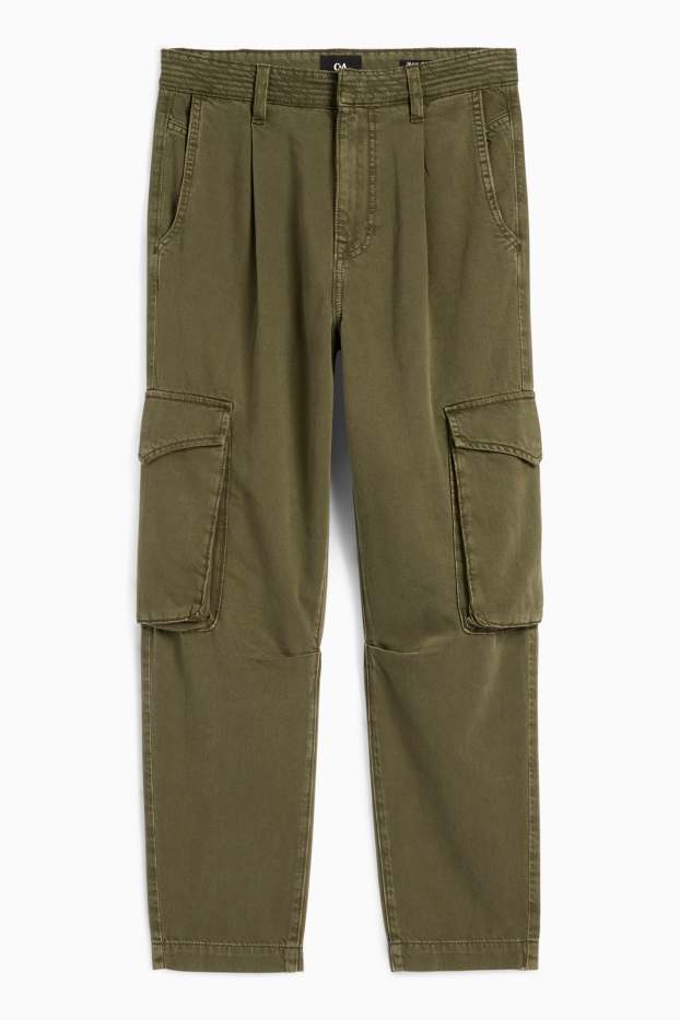Donna - Jeans cargo - vita alta - verde scuro
