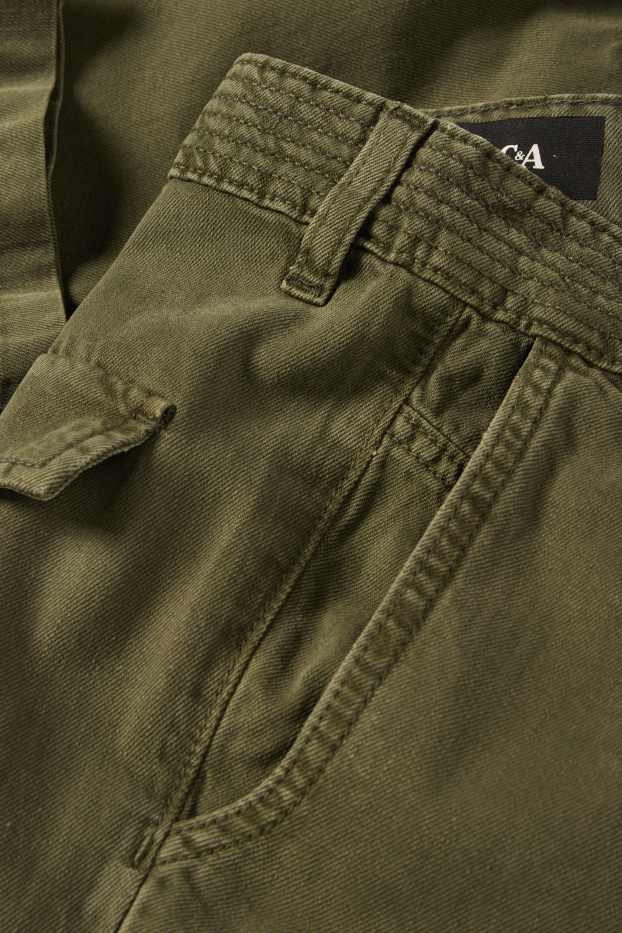 Donna - Jeans cargo - vita alta - verde scuro