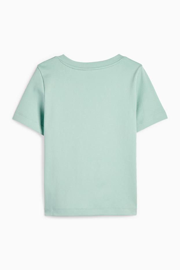 Femmes - T-shirt basique à encolure en V - vert menthe