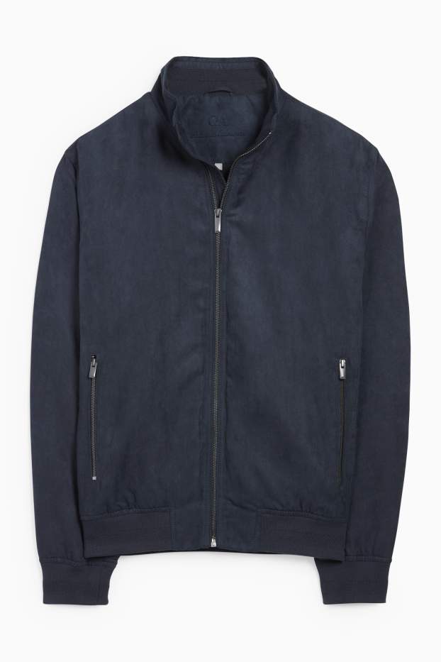 Heren - Blouson - imitatiesuède - donkerblauw