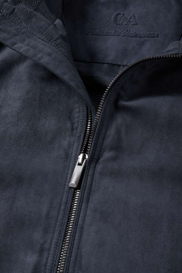 Heren - Blouson - imitatiesuède - donkerblauw