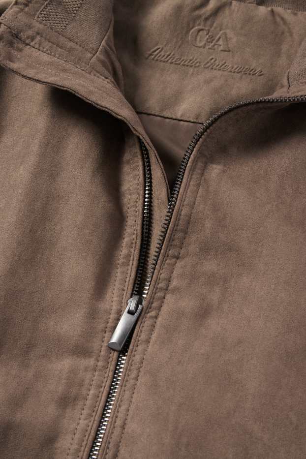 Men - Bomber jacket - faux leather - brown