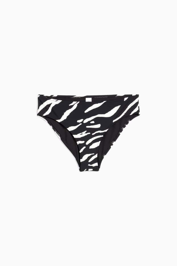 Dámské - Spodní díl bikin - mid waist - LYCRA® XTRA LIFE™ - se vzorem - černá/bílá