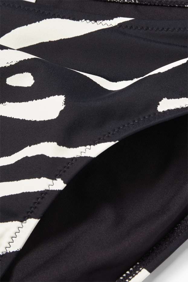 Dámské - Spodní díl bikin - mid waist - LYCRA® XTRA LIFE™ - se vzorem - černá/bílá