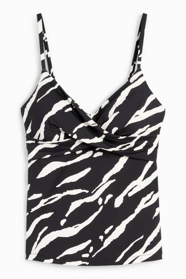 Damen - Tankini-Oberteil - wattiert - LYCRA® XTRA LIFE™ - gemustert - schwarz / weiß