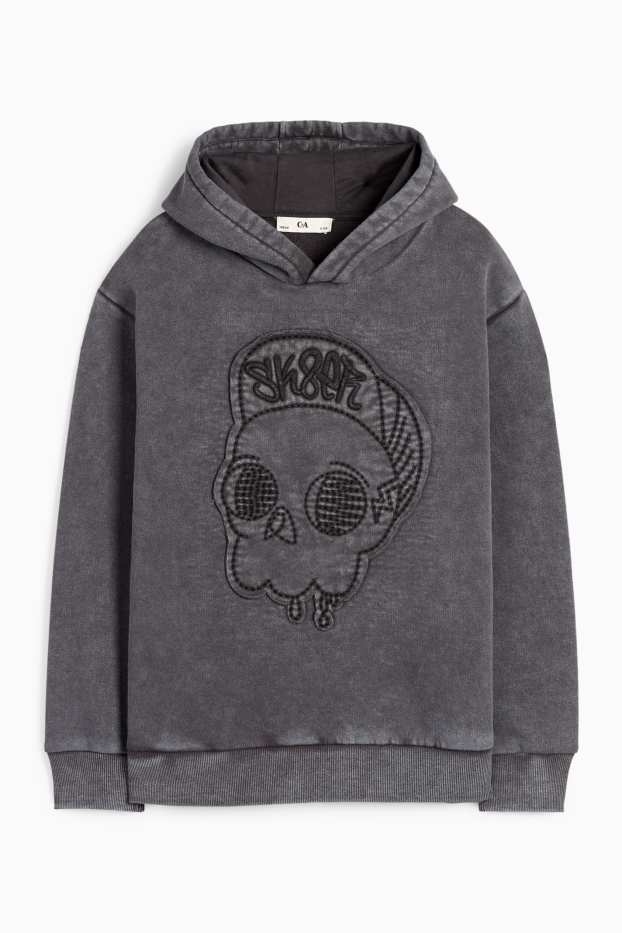 Enfants garçons - Tête de mort - sweat à capuche - gris foncé