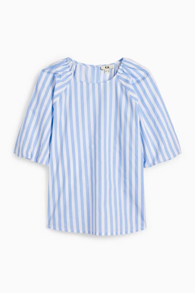 Dames - Blouse - gestreept - lichtblauw