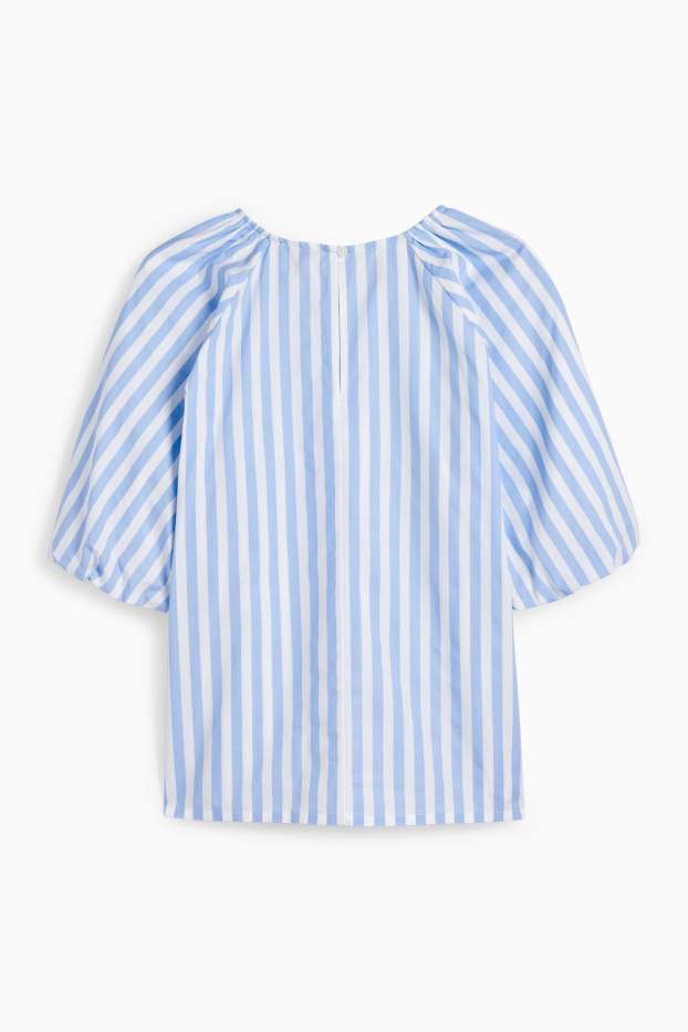 Dames - Blouse - gestreept - lichtblauw