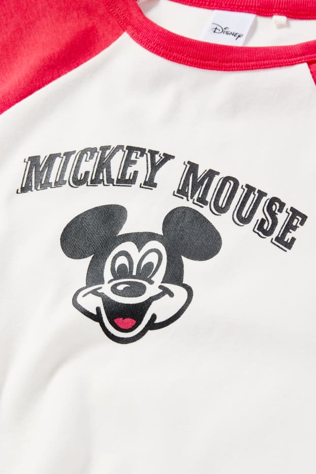 Children Girls - Mickey Mouse - short sleeve T-shirt - white / red