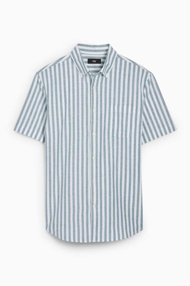 Herren - Hemd - Regular Fit - Button-down - gestreift - dunkelgrün