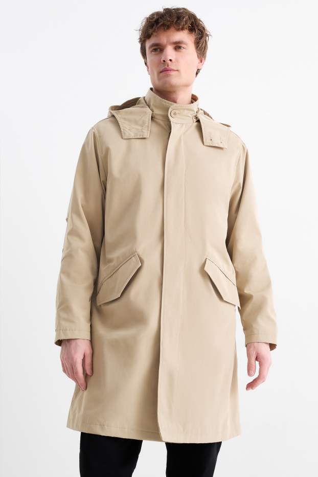 Uomo - Cappotto con cappuccio - beige