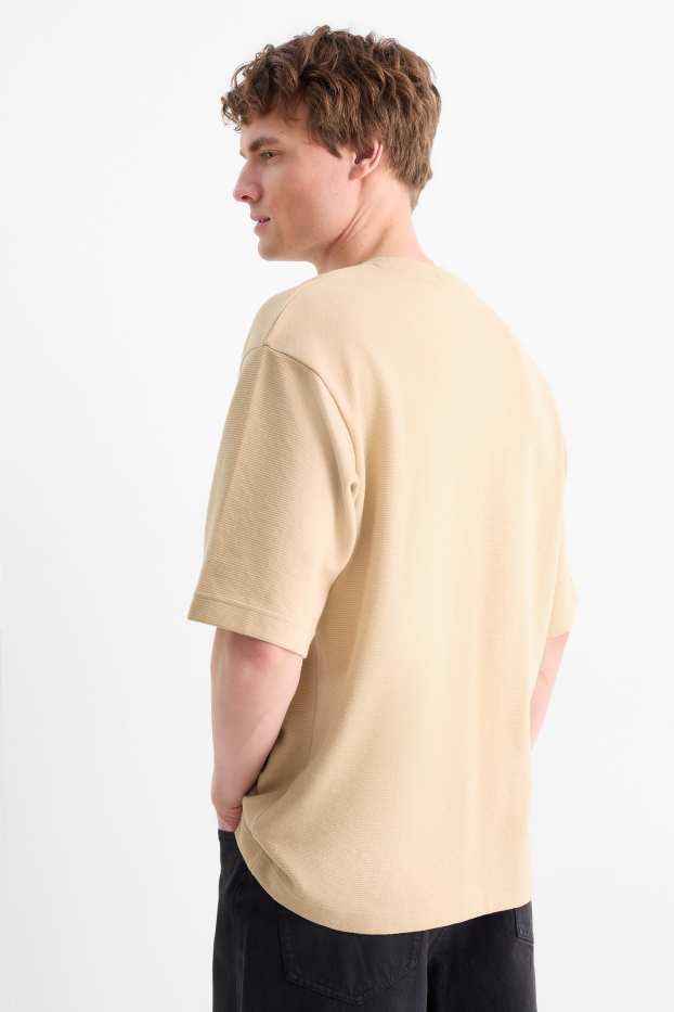Uomo - T-shirt - relaxed fit - a coste - beige