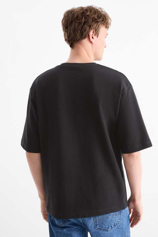 Home - Samarreta de màniga curta - relaxed fit - acanalada - negre