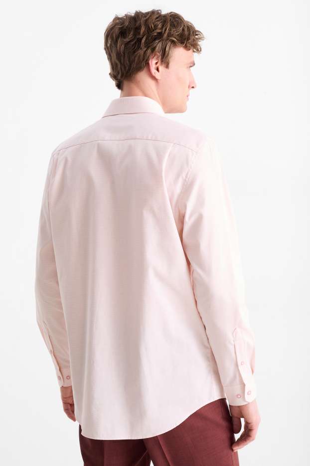 Hommes - Chemise de bureau - regular fit - col kent - facile à repasser - texturé - rose