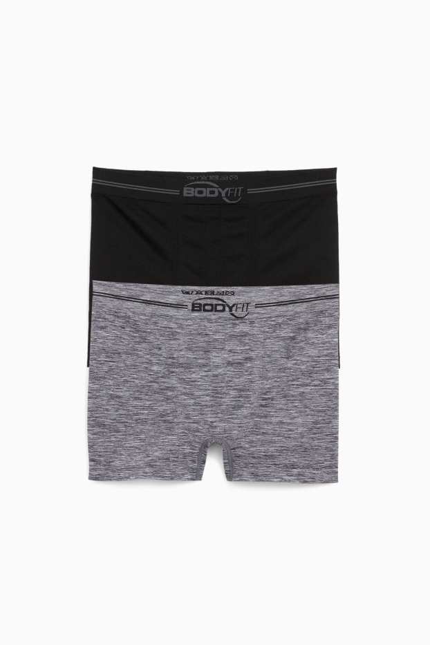 Hommes - Lot de 2 - boxers - sans coutures - gris / noir