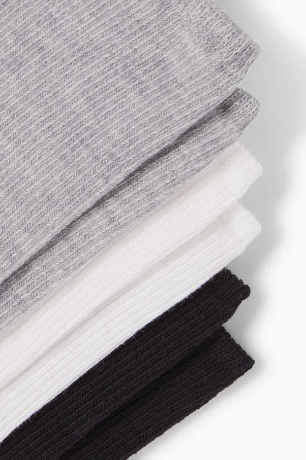 Donna - Confezione da 3 - calze - bordo comfort - a coste - grigio chiaro melange