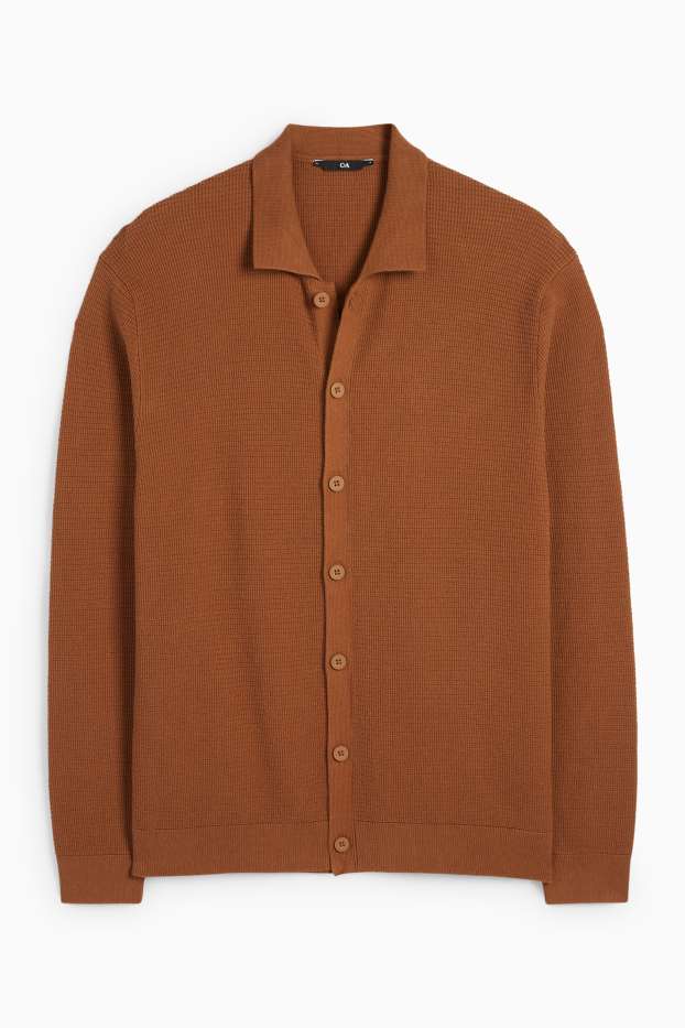 Hommes - Gilet en maille - texturé - marron