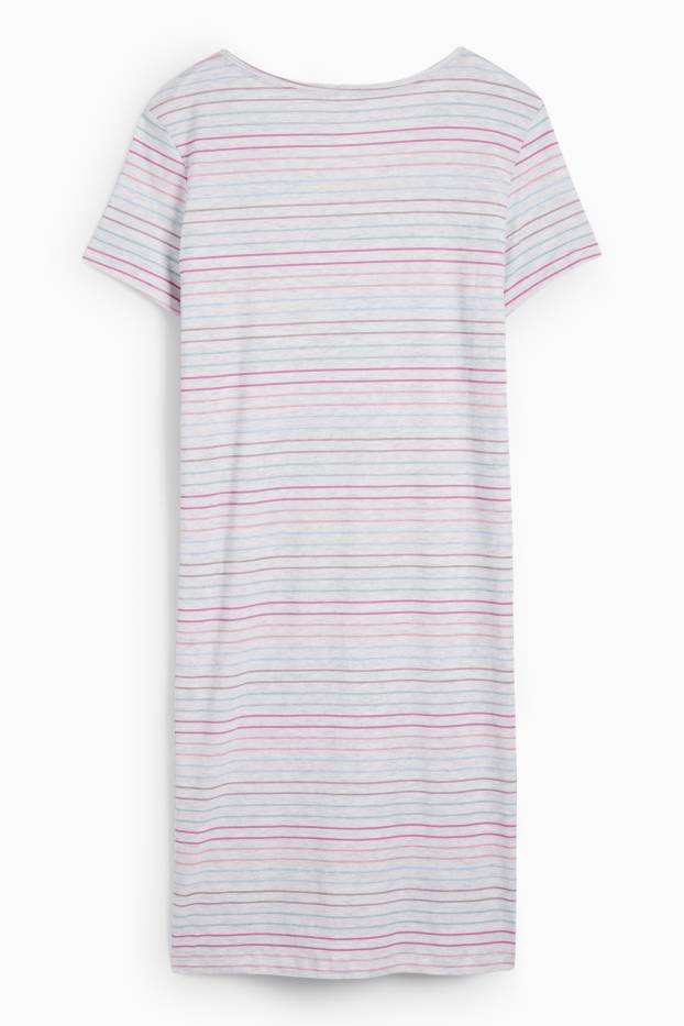 Femmes - Chemise de nuit - à rayures - gris clair chiné