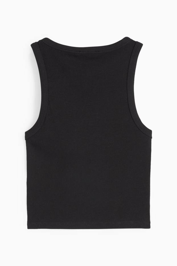 Damen - Crop Top - gerippt - schwarz