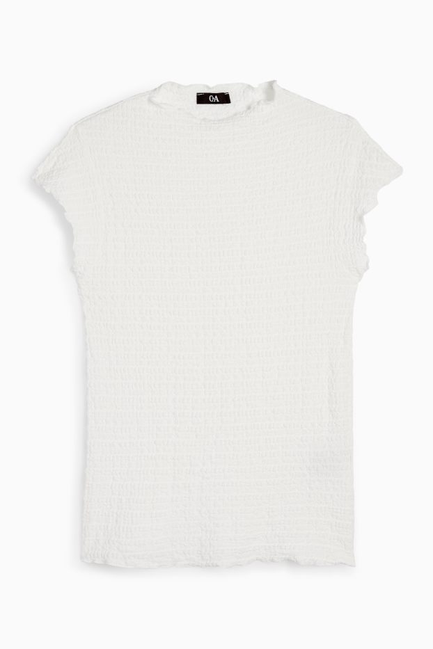 Femmes - T-shirt - texturé - blanc