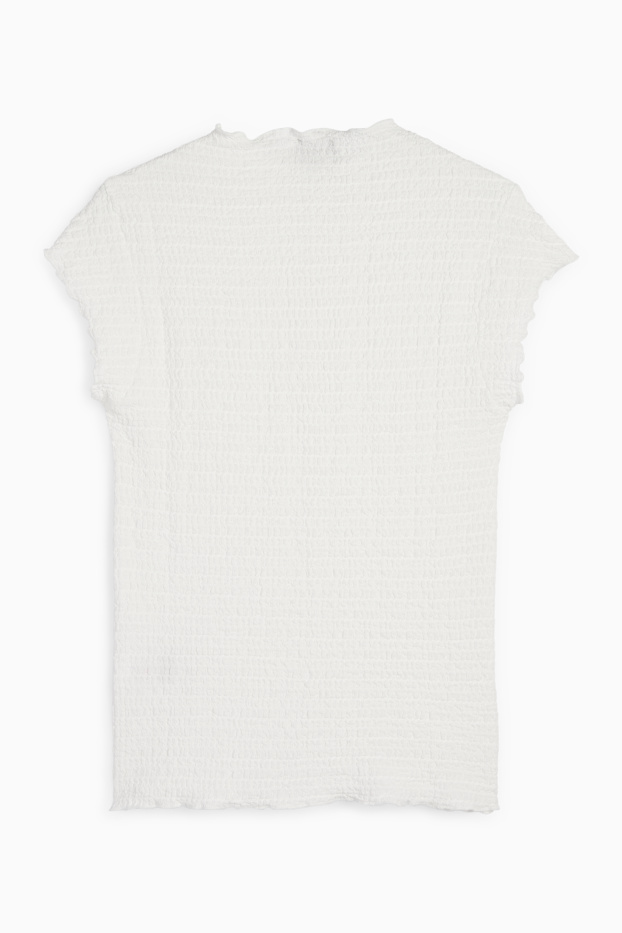 Femmes - T-shirt - texturé - blanc