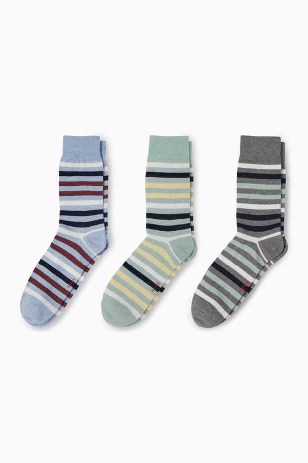 Herren - Multipack 3er - Socken - gestreift - blau