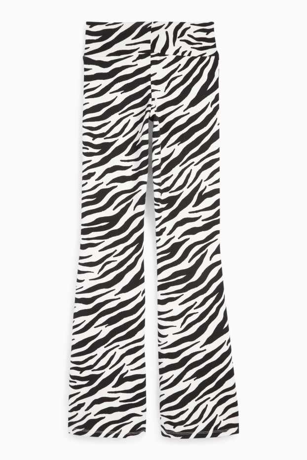 Damen - Flared Leggings - gemustert - schwarz / weiss