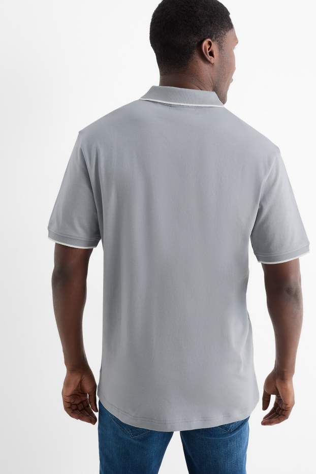 Pánské - Polokošile - regular fit - strukturovaná - světle šedá