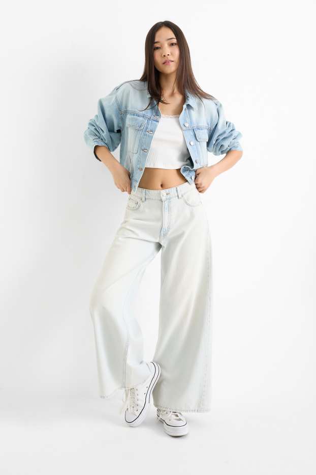 Dámské - Wide leg jeans - low waist - džíny - světle modré