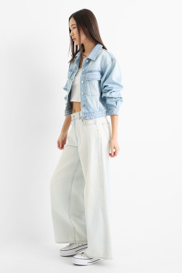 Dámské - Wide leg jeans - low waist - džíny - světle modré