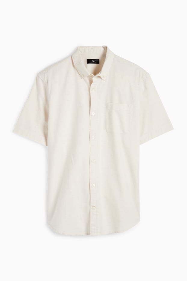 Pánské - Košile - regular fit - button-down - světle béžová