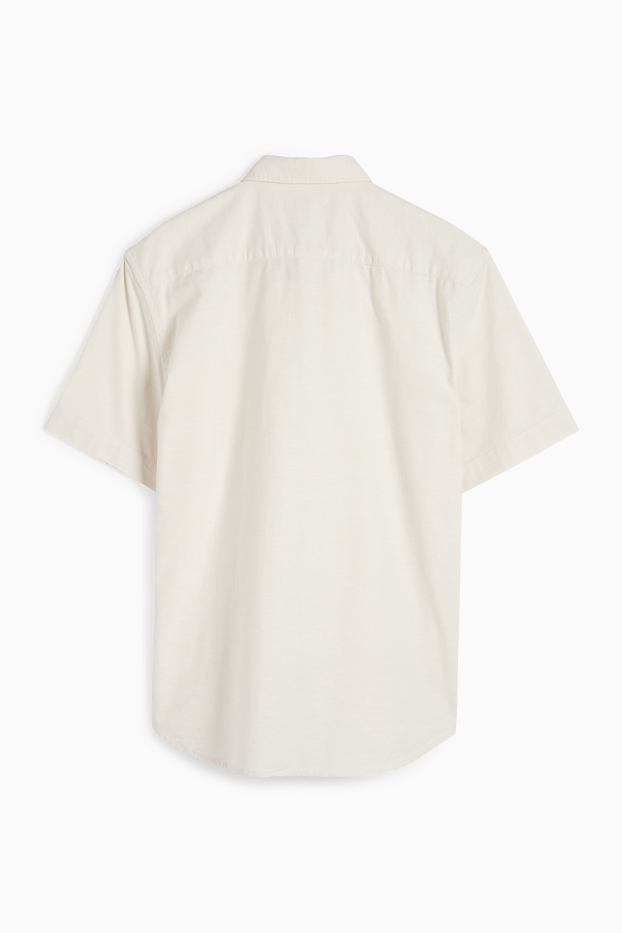 Pánské - Košile - regular fit - button-down - světle béžová