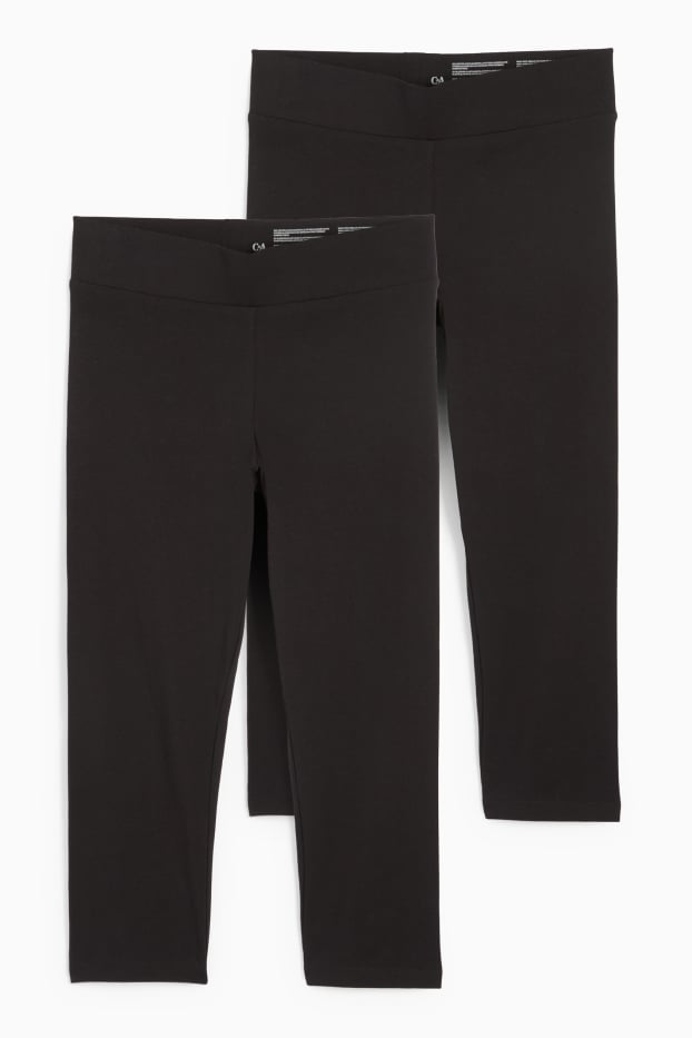 Damen - Multipack 2er - Basic-Capri-Leggings - schwarz