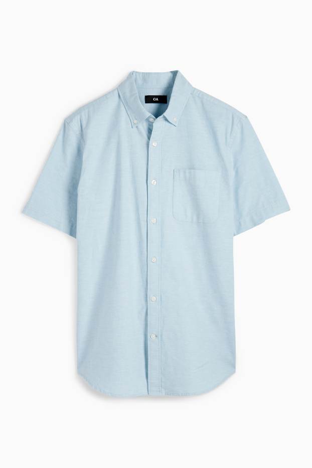 Bărbați - Cămașă - regular fit - guler cu nasturi - turcoaz