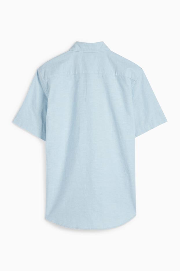 Bărbați - Cămașă - regular fit - guler cu nasturi - turcoaz