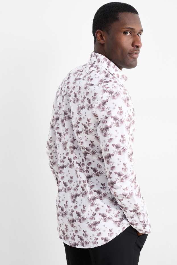 Hommes - Chemise de bureau - slim fit - col cutaway - à motif - blanc