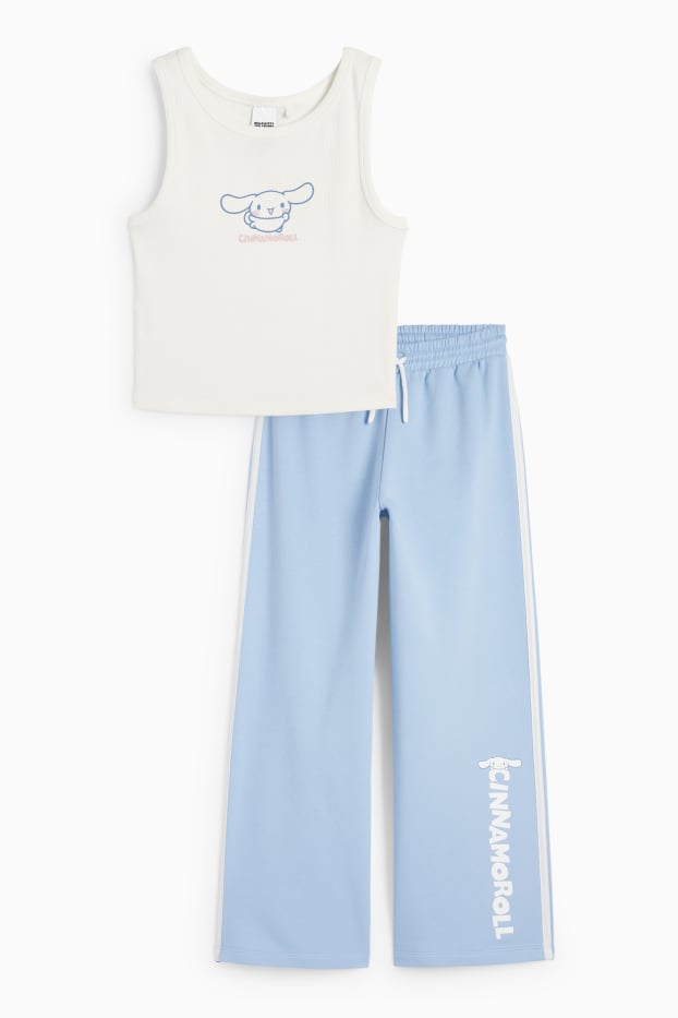 Děti - dívky - Cinnamoroll - souprava - top a teplákové kalhoty - 2dílná - bílá / světle modrá