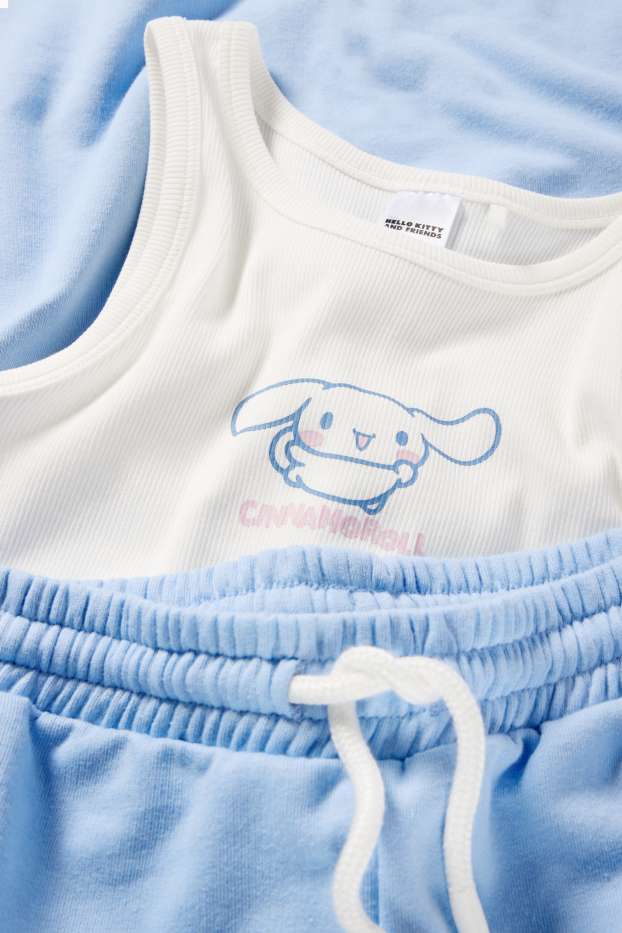Děti - dívky - Cinnamoroll - souprava - top a teplákové kalhoty - 2dílná - bílá / světle modrá