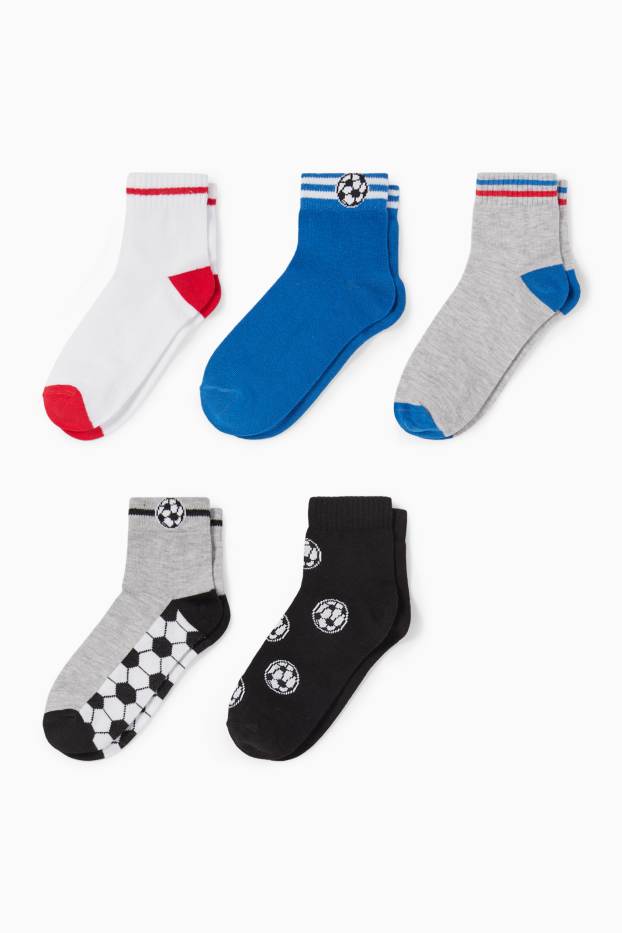 Nen - Paquet de 5 - futbol - mitjons amb dibuix - blau