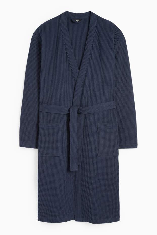 Herren - Bademantel - strukturiert - dunkelblau