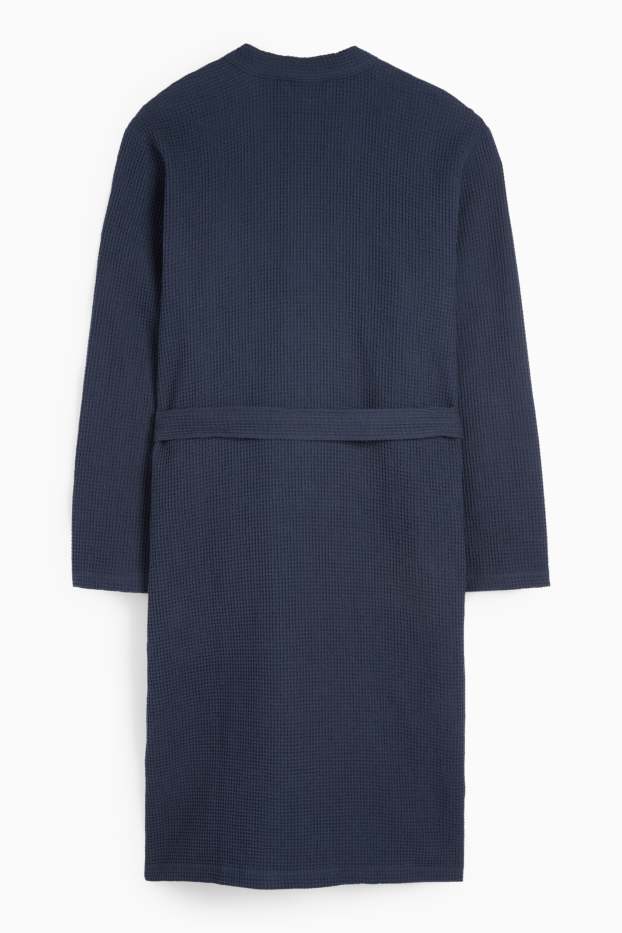 Herren - Bademantel - strukturiert - dunkelblau