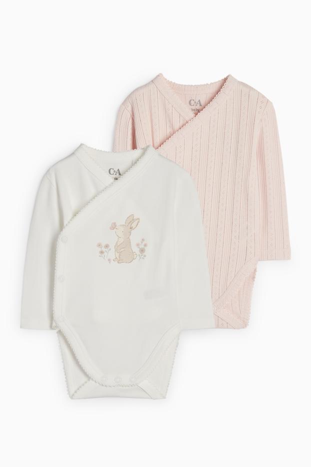 Baby Mädchen - Multipack 2er - Häschen - Baby-Wickelbody - rosa