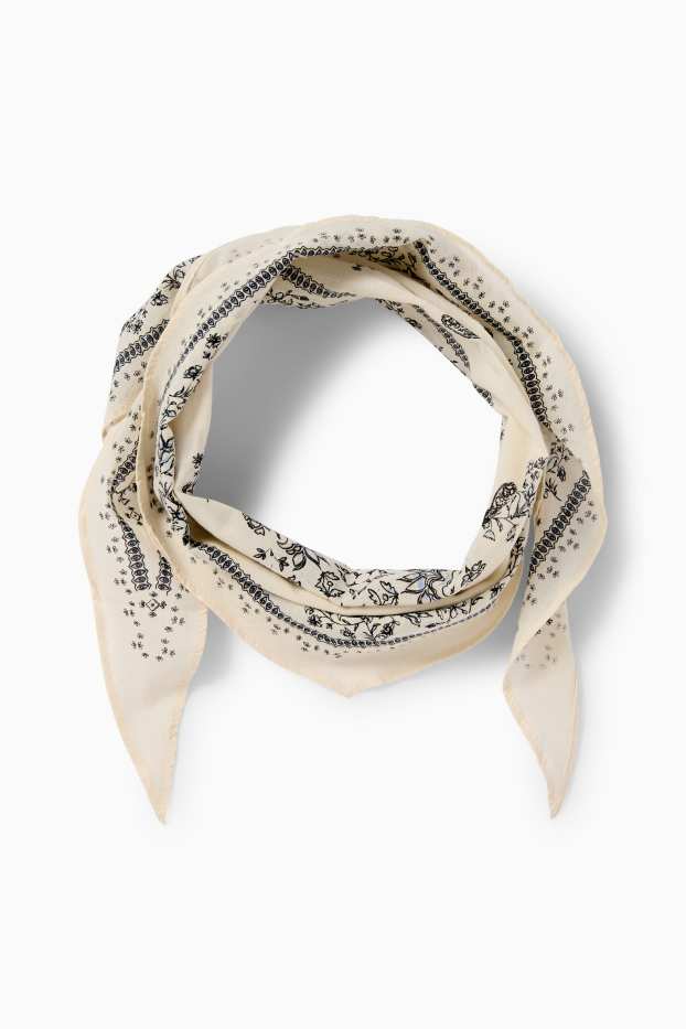 Dámské - Šátek na krk - se vzorem - krémově bílá