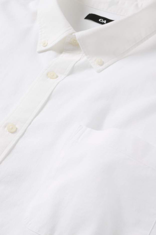 Herren - Hemd - Regular Fit - Button-down - weiß