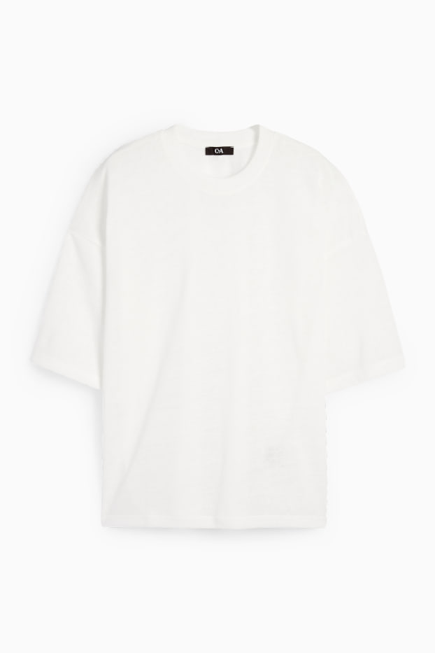 Dámské - Tričko - oversized - bílá