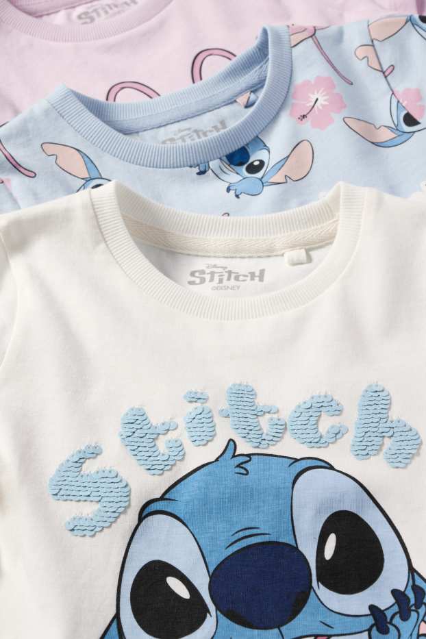 Copii - Fete - Multipack 3 buc. - Lilo & Stitch - tricou cu mânecă scurtă - alb-crem