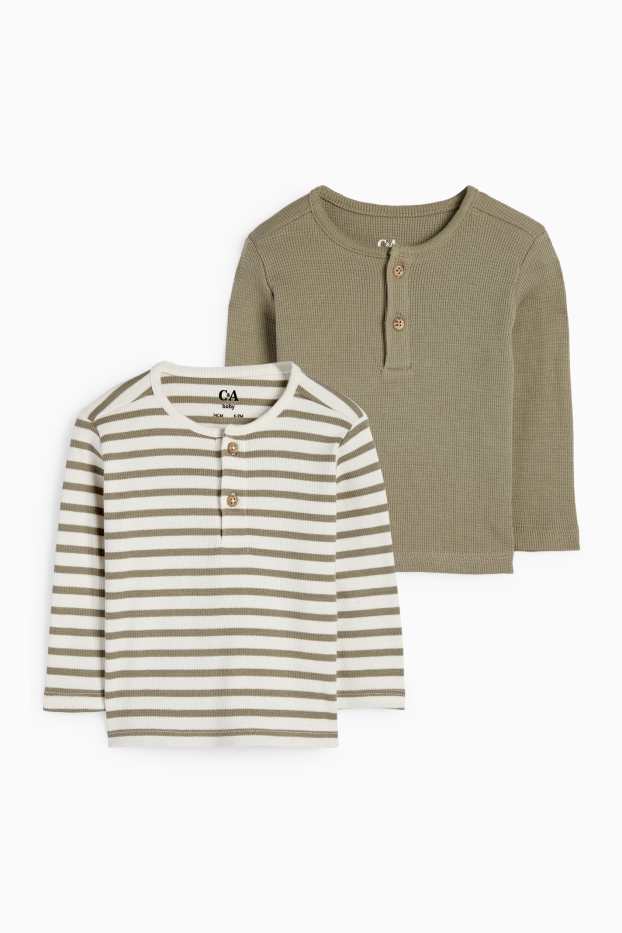 Baby Jungen - Multipack 2er - Baby-Langarmshirt - strukturiert - grün